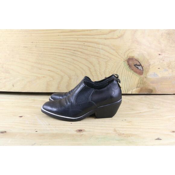 Rag & Bone Boots Womens Finlay Ankle Boots Sz 6.5 Black Leather Western Booties - Picture 1 of 8